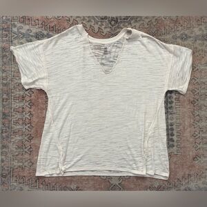 Free People We The Free Ivory Maddie Oversized V Neck Tee Top Women’s Large
